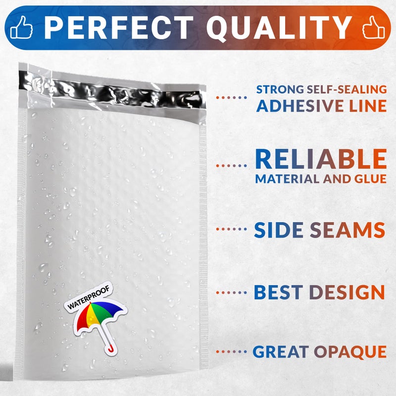 ABC PACK & SUPPLY White Gusseted Bubble Mailers, 10.5 x 15.75 x 4 Inch. Pack of 5 Expandable Envelopes. Padded Shipping Envelopes. Waterproof Bubble Bags for Shipping. Poly Bubble Mailers Self Seal - Image 3